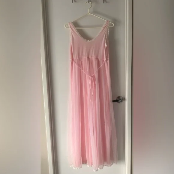 Vintage French Maid Pink Nightgown Lingerie - Picture 4 of 7